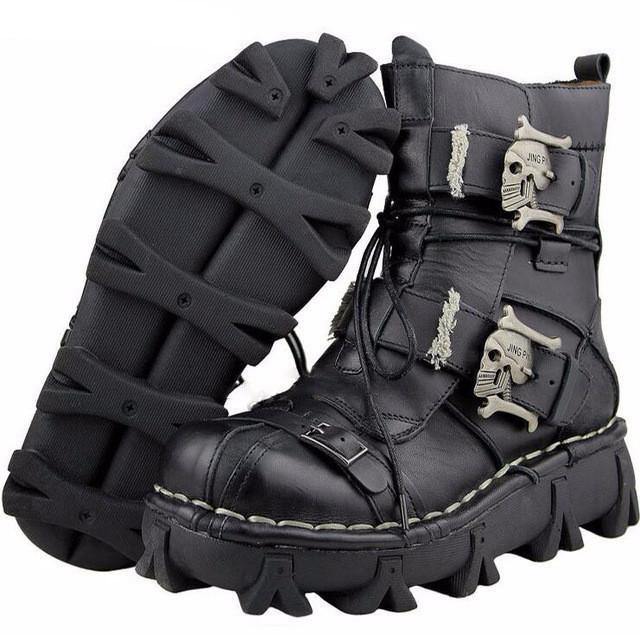 Handmade Skull Leather Boots
