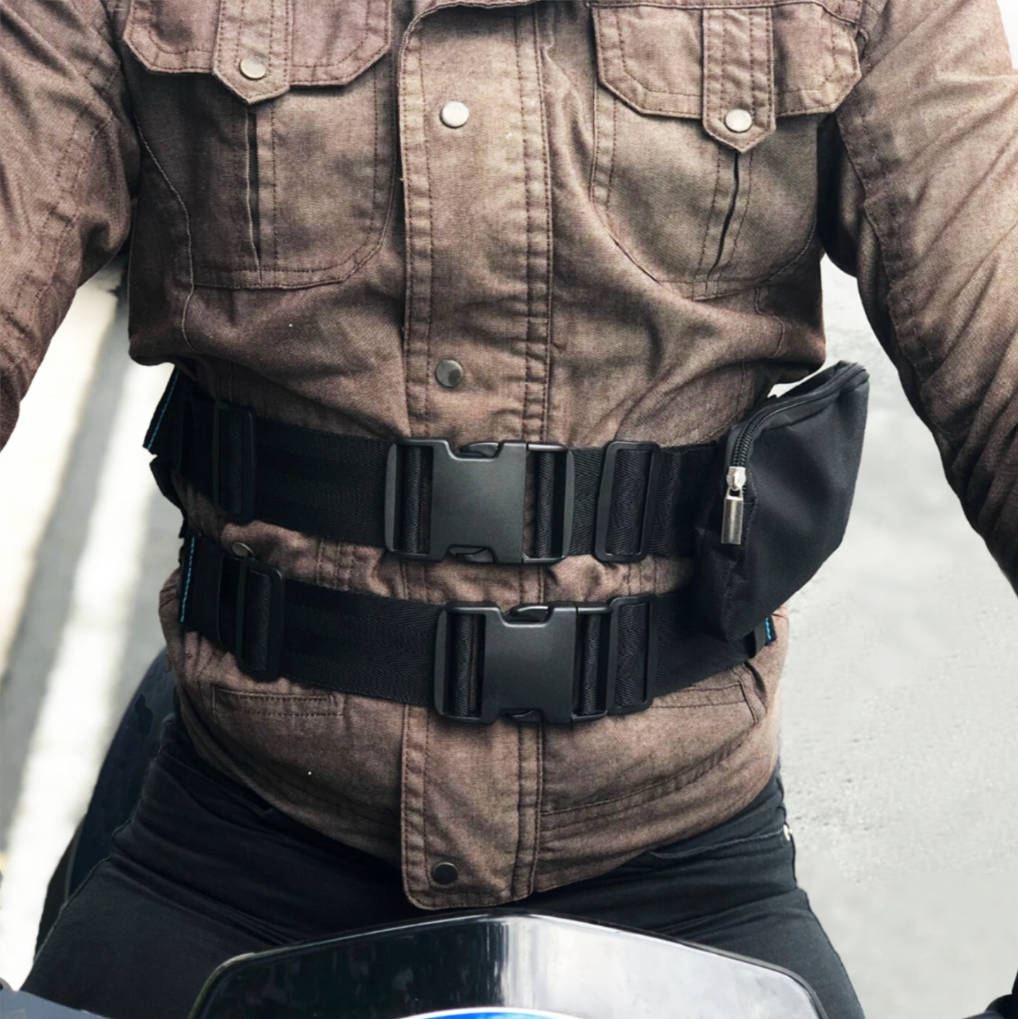 GRIPMASTER™- THE MOTORCYCLE PASSENGER COMFORT AND SAFETY BELT SYSTEM