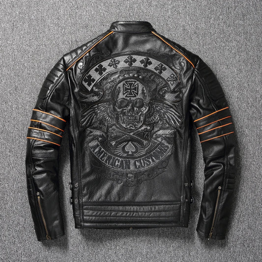 Motorcycle Leather Jacket (100% Natural Cowhide)