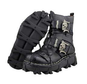 Handmade Skull Leather Boots