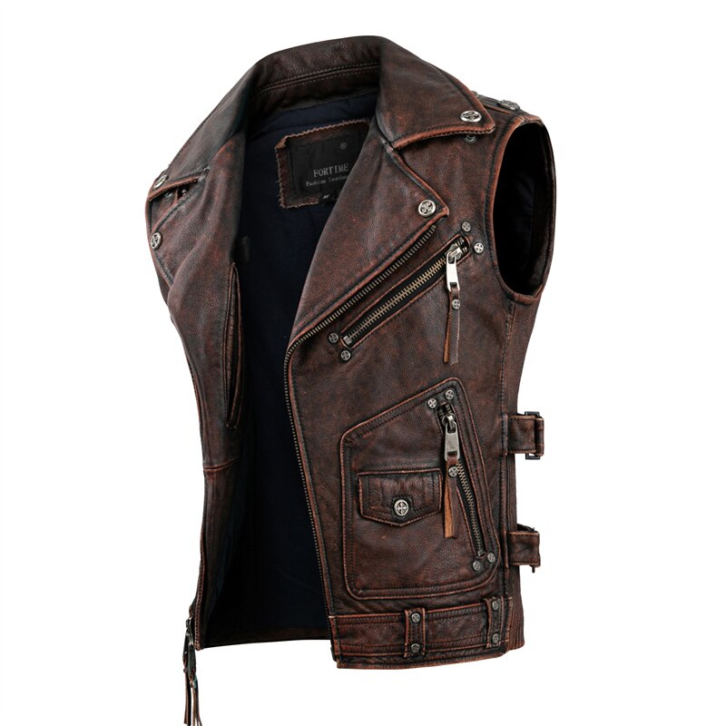 Vintage Brown Motorcycle Vest